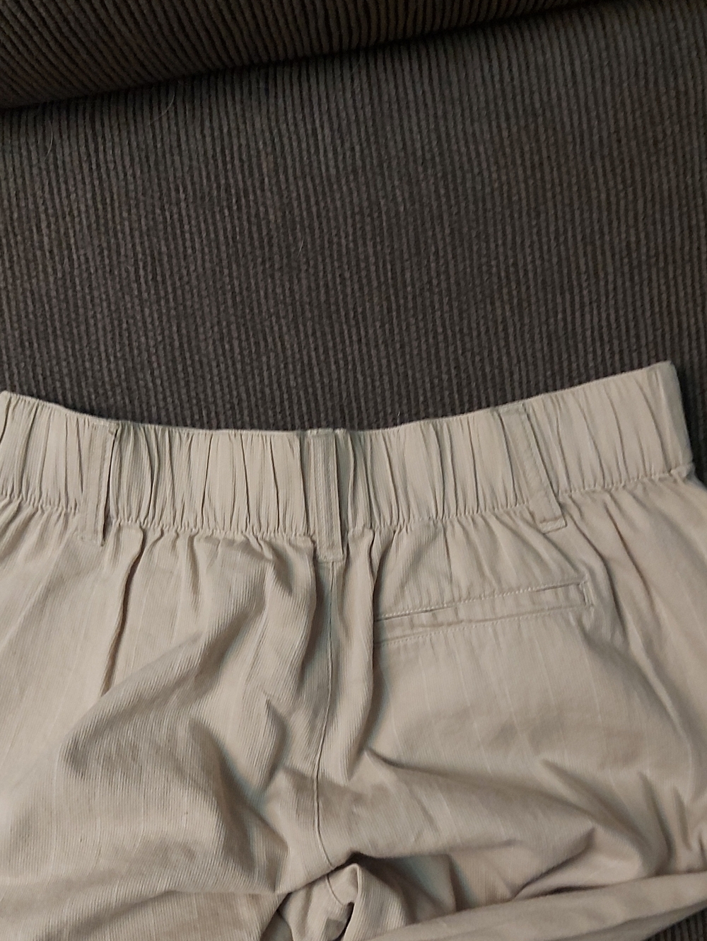 100% Cotton Cropped Wide Leg Culotte Pants Beige High Rise Size S - Picture 11 of 11